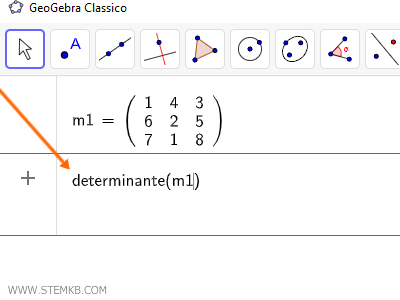 digita la funzione Determinante()