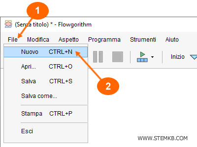 clicca su File e seleziona Nuovo