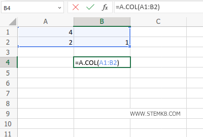 digita =A.COL(A1:B2)